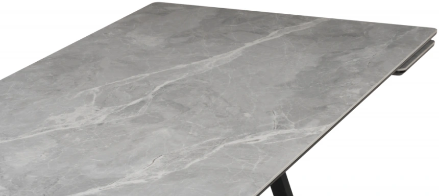 Обеденный раздвижной стол Вилсон, 160(220)х89, керамика, серый мрамор / черный