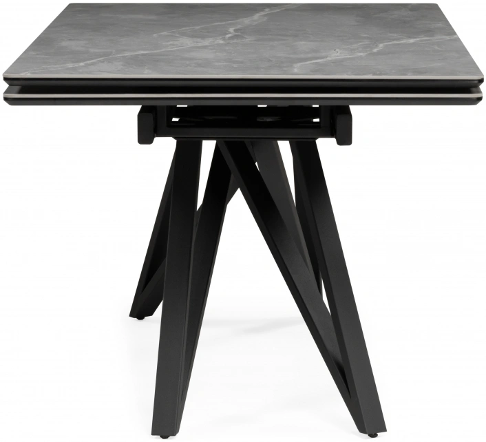 Обеденный раздвижной стол Вилсон, 160(220)х89, керамика, серый мрамор / черный