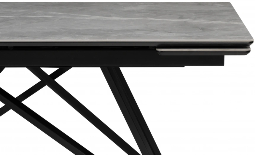 Обеденный раздвижной стол Вилсон, 160(220)х89, керамика, серый мрамор / черный