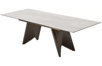 Кухонный стол раздвижной Ivar 180, Marbles TL-109 серый мрамор / шоколадное золото каркас