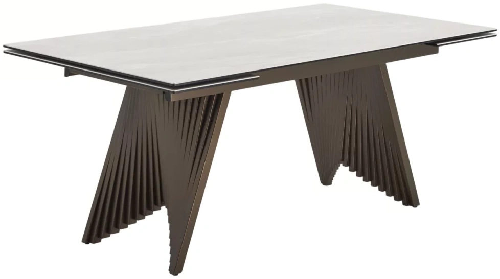 Кухонный стол раздвижной Ivar 180, Marbles TL-109 серый мрамор / шоколадное золото каркас