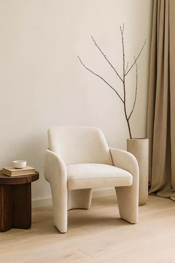 Стул-кресло Cube, AT5139-09 светло-бежевый, ткань, каркас металл в тканевой обивке AT5139-09