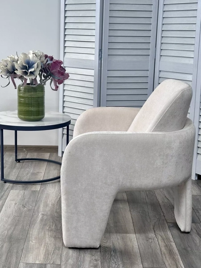 Стул-кресло Cube, AT5139-09 светло-бежевый, ткань, каркас металл в тканевой обивке AT5139-09