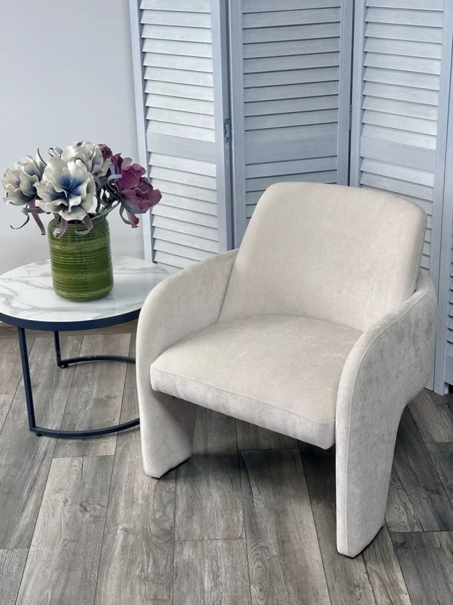 Стул-кресло Cube, AT5139-09 светло-бежевый, ткань, каркас металл в тканевой обивке AT5139-09