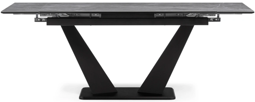 Кухонный стол раздвижной Кели, 140(200), керамика, серый мрамор / черный