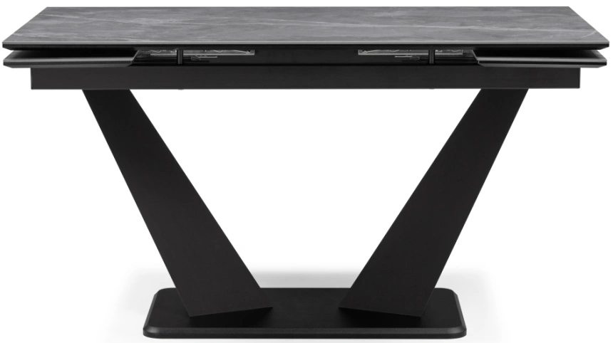 Кухонный стол раздвижной Кели, 140(200), керамика, серый мрамор / черный