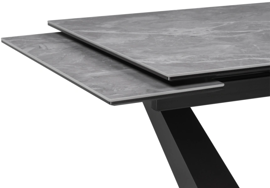 Кухонный стол раздвижной Кели, 140(200), керамика, серый мрамор / черный