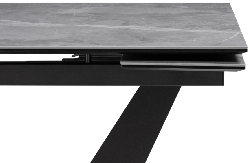 Кухонный стол раздвижной Кели, 140(200), керамика, серый мрамор / черный