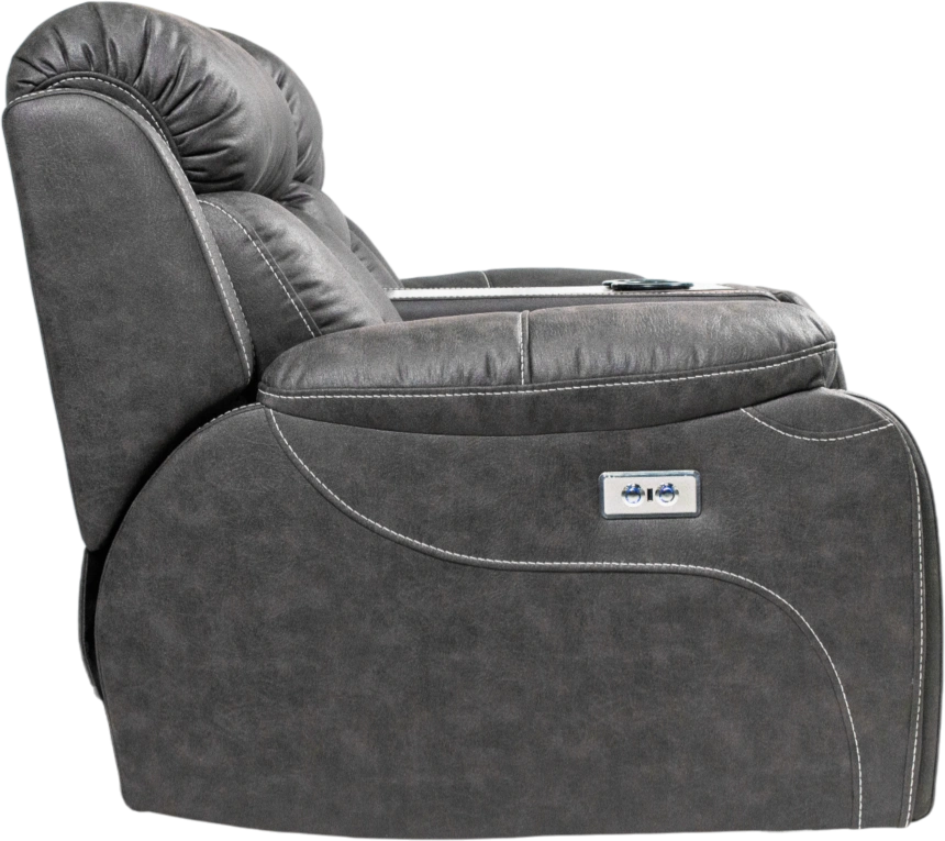 Диван прямой Азалия, электрореклайнер, двухместный, Стайл 17 / Эбен / Контрастная отстрочка