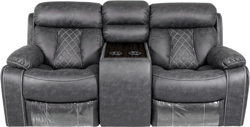 Диван прямой Азалия, электрореклайнер, двухместный, Стайл 17 / Эбен / Контрастная отстрочка