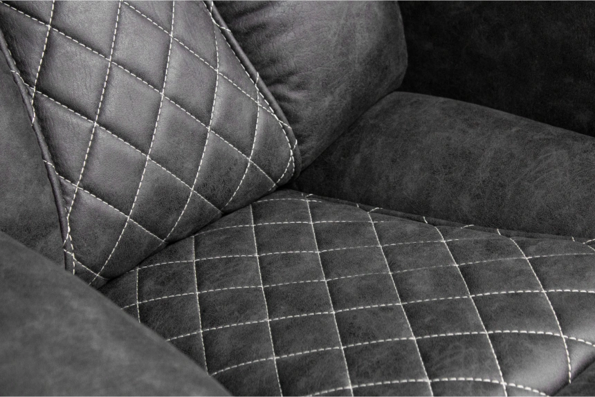 Диван прямой Азалия, электрореклайнер, двухместный, Стайл 17 / Эбен / Контрастная отстрочка