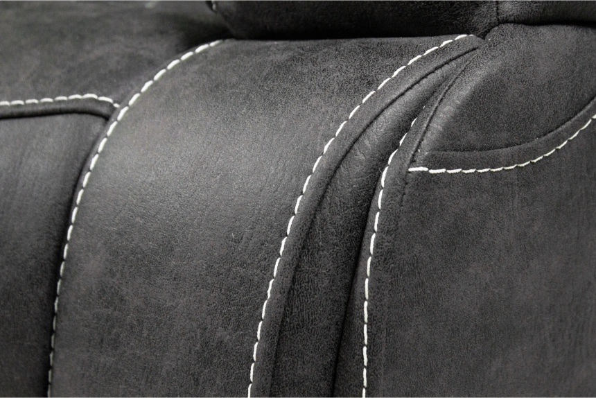 Диван прямой Азалия, электрореклайнер, двухместный, Стайл 17 / Эбен / Контрастная отстрочка