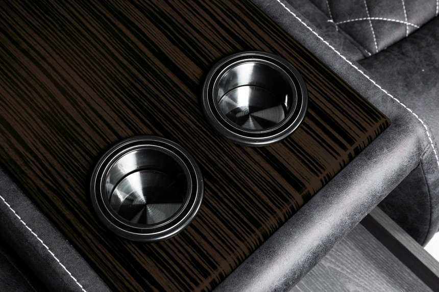 Диван прямой Азалия, электрореклайнер, двухместный, Стайл 17 / Эбен / Контрастная отстрочка