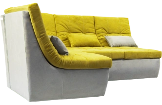 Диван угловой София 2 с кресельной частью, Catania lemon, Catania smoke, с задней тканью