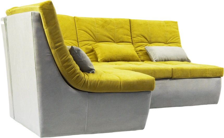 Диван угловой София 2 с кресельной частью, Catania lemon, Catania smoke, с задней тканью