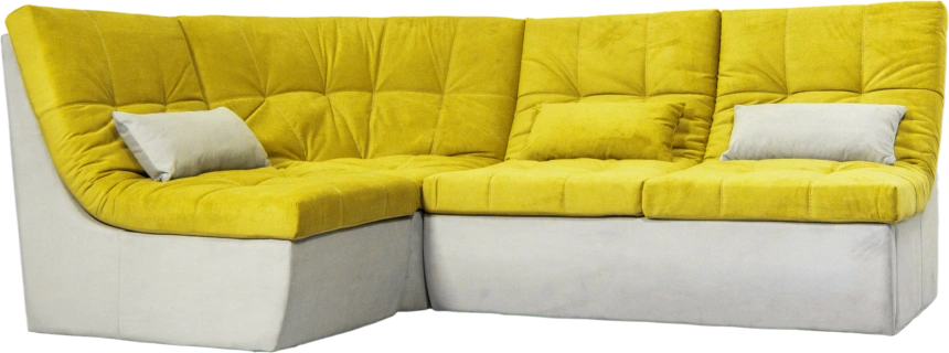 Диван угловой София 2 с кресельной частью, Catania lemon, Catania smoke, с задней тканью