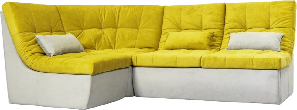 Диван угловой София 2 с кресельной частью, Catania lemon, Catania smoke, с задней тканью