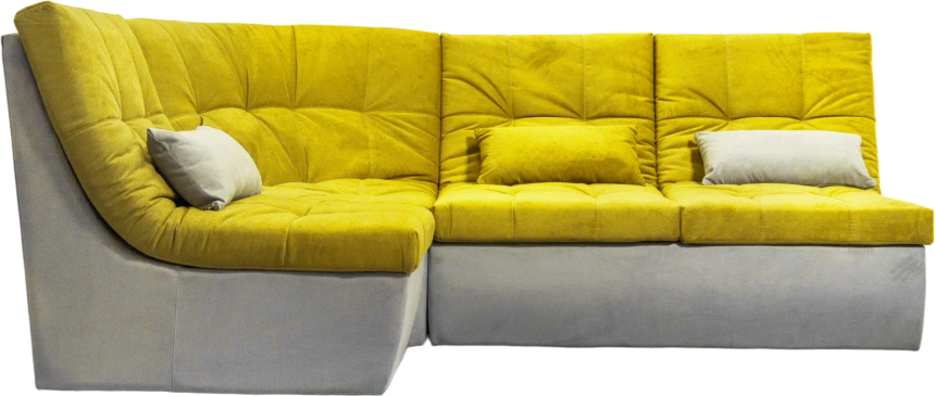 Диван угловой София 2 с кресельной частью, Catania lemon, Catania smoke, с задней тканью