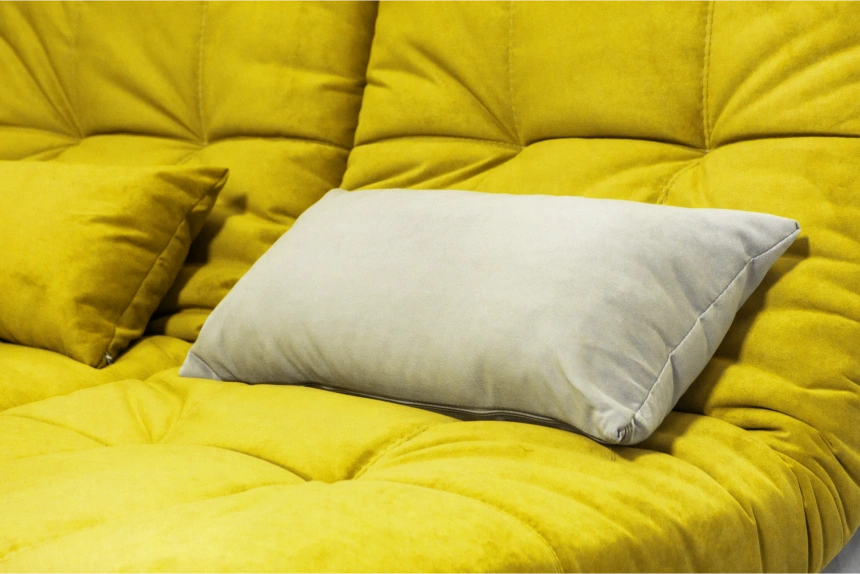 Диван угловой София 2 с кресельной частью, Catania lemon, Catania smoke, с задней тканью