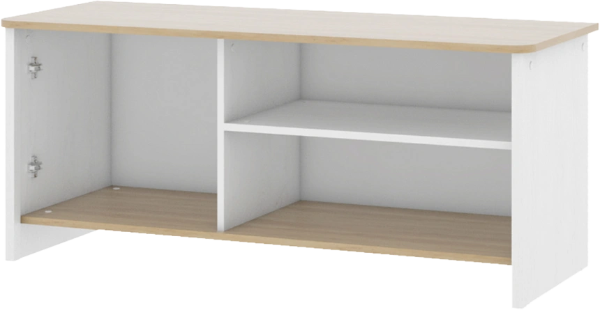 Тумба под ТВ Тифани, с полками и ящиком, Дуб небраска / Белый