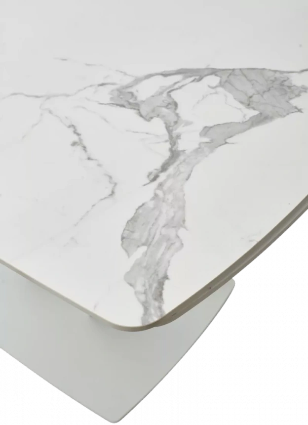 Кухонный стол раздвижной Alatri 120, Gloss Statuario White Solid Ceramic, White