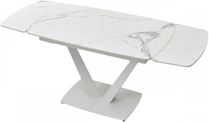Кухонный стол раздвижной Alatri 120, Gloss Statuario White Solid Ceramic, White