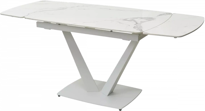 Кухонный стол раздвижной Alatri 120, Gloss Statuario White Solid Ceramic, White