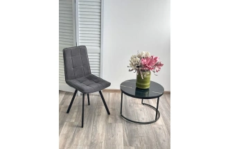 Стул Смарт, мягкий, B26 графит, велюр, черный каркас