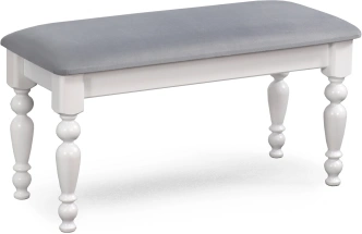 Банкетка №12, деревянная, мягкая, белый полупрозрачный / мора серый