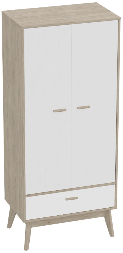 Модульная гостиная Калгари 3, дуб натуральный светлый / белый матовый