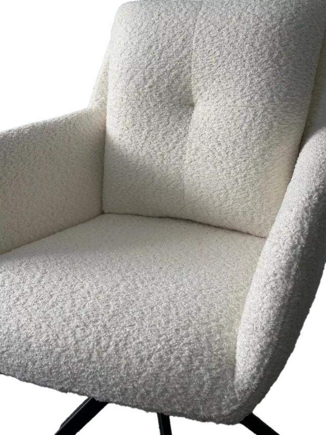 Стул Meadow, мягкий, поворотный, белый XD841-01, букле, черный каркас