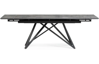 Обеденный раздвижной стол Вилсон, 160(220)х89, керамика, серый мрамор / черный