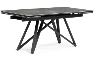 Обеденный раздвижной стол Вилсон, 160(220)х89, керамика, серый мрамор / черный