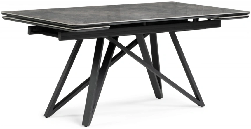 Обеденный раздвижной стол Вилсон, 160(220)х89, керамика, серый мрамор / черный