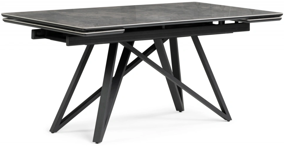 Обеденный раздвижной стол Вилсон, 160(220)х89, керамика, серый мрамор / черный