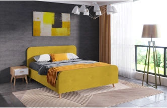 Кровать Сиерра 180, мягкая, двуспальная, торонто горчица