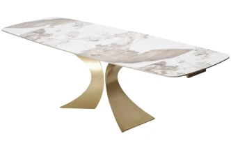 Обеденный раздвижной стол Matias 180, Gloss Luxury Pandora Solid Ceramic, шампань