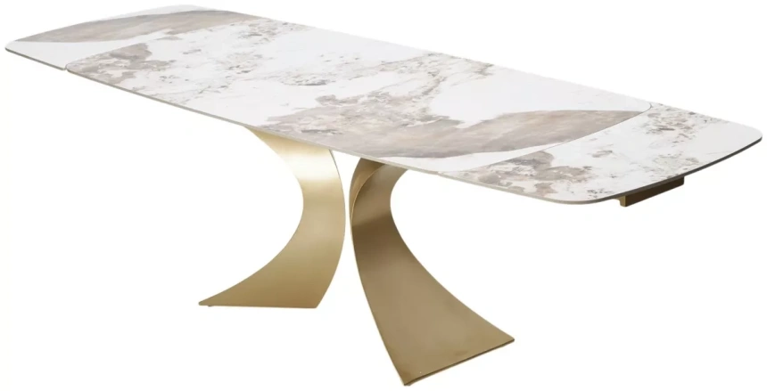 Обеденный раздвижной стол Matias 180, Gloss Luxury Pandora Solid Ceramic, шампань