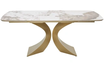 Обеденный раздвижной стол Matias 180, Gloss Luxury Pandora Solid Ceramic, шампань