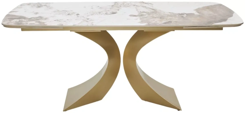 Обеденный раздвижной стол Matias 180, Gloss Luxury Pandora Solid Ceramic, шампань