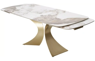 Обеденный раздвижной стол Matias 180, Gloss Luxury Pandora Solid Ceramic, шампань