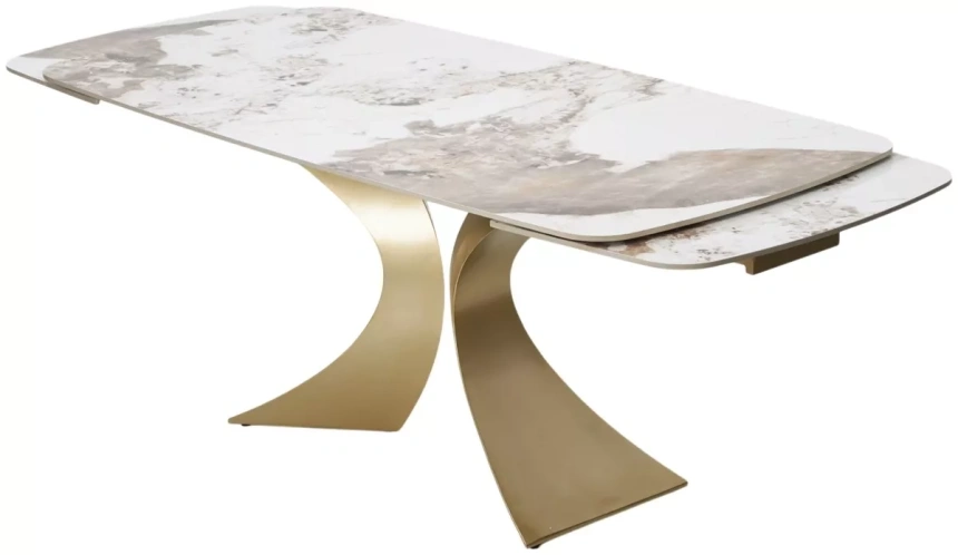 Обеденный раздвижной стол Matias 180, Gloss Luxury Pandora Solid Ceramic, шампань