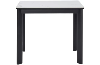 Кухонный раздвижной стол ТЕТ-А-ТЕТ 120, белый мрамор, керамика, черный каркас