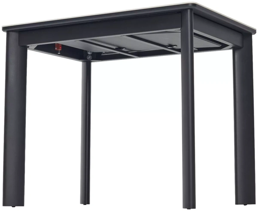 Кухонный раздвижной стол ТЕТ-А-ТЕТ 120, белый мрамор, керамика, черный каркас