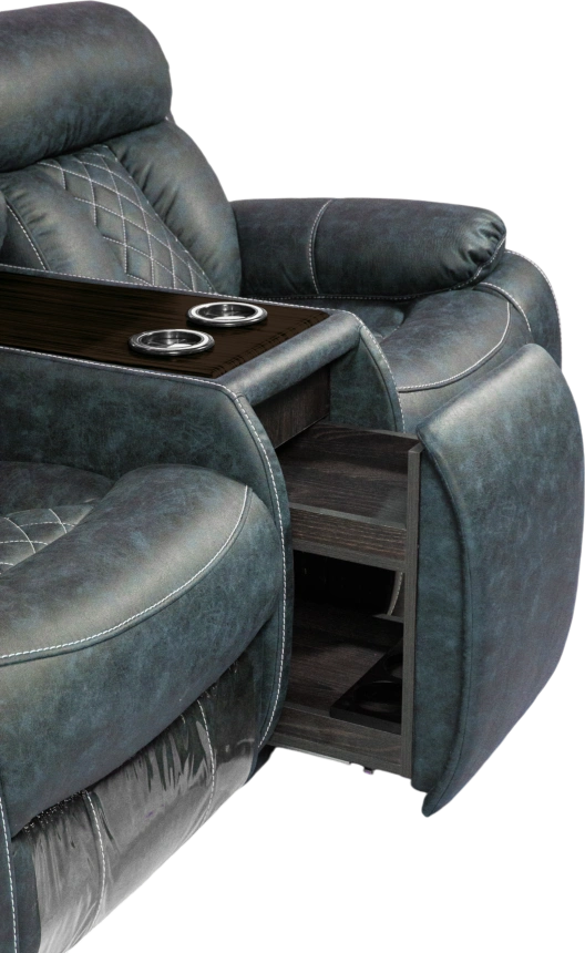 Диван прямой Азалия, электрореклайнер, двухместный, Стайл 22 / Эбен /  Контрастная отстрочка