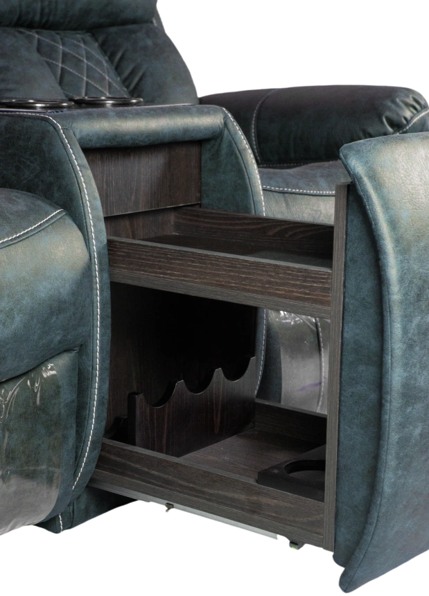 Диван прямой Азалия, электрореклайнер, двухместный, Стайл 22 / Эбен /  Контрастная отстрочка