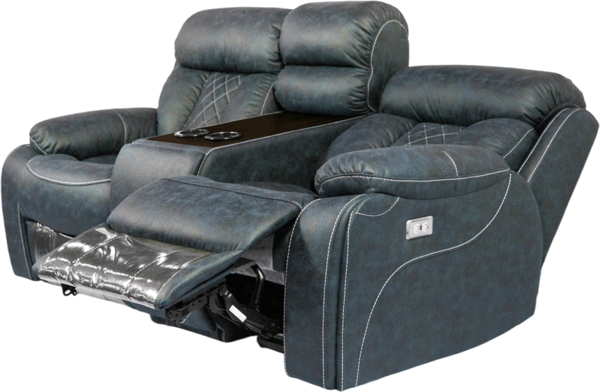 Диван прямой Азалия, электрореклайнер, двухместный, Стайл 22 / Эбен /  Контрастная отстрочка