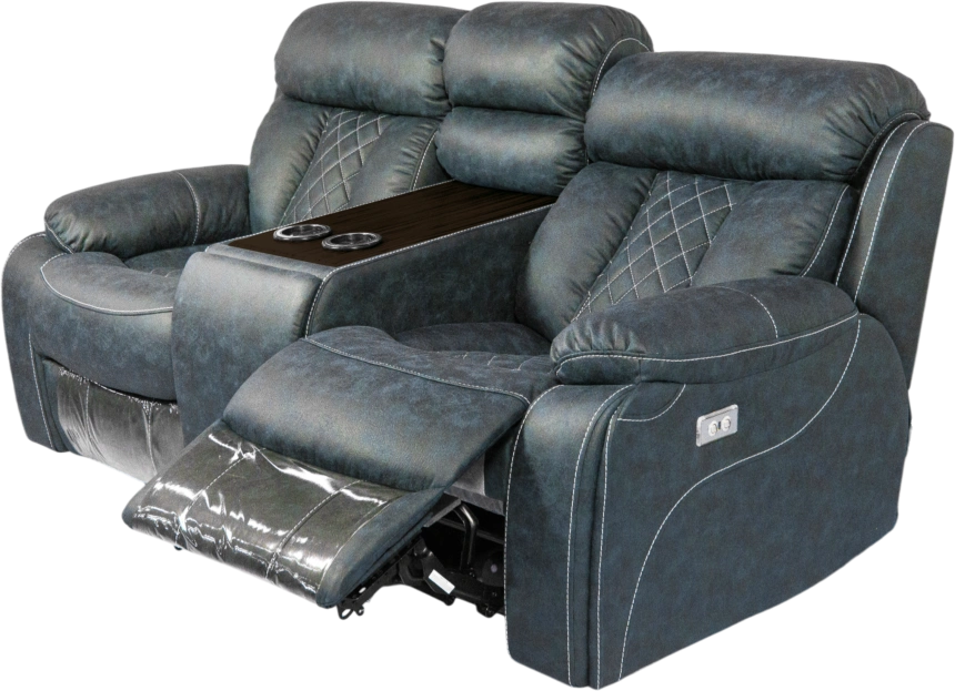 Диван прямой Азалия, электрореклайнер, двухместный, Стайл 22 / Эбен /  Контрастная отстрочка