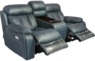 Диван прямой Азалия, электрореклайнер, двухместный, Стайл 22 / Эбен /  Контрастная отстрочка