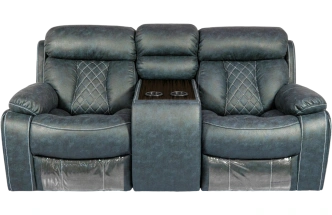 Диван прямой Азалия, электрореклайнер, двухместный, Стайл 22 / Эбен /  Контрастная отстрочка